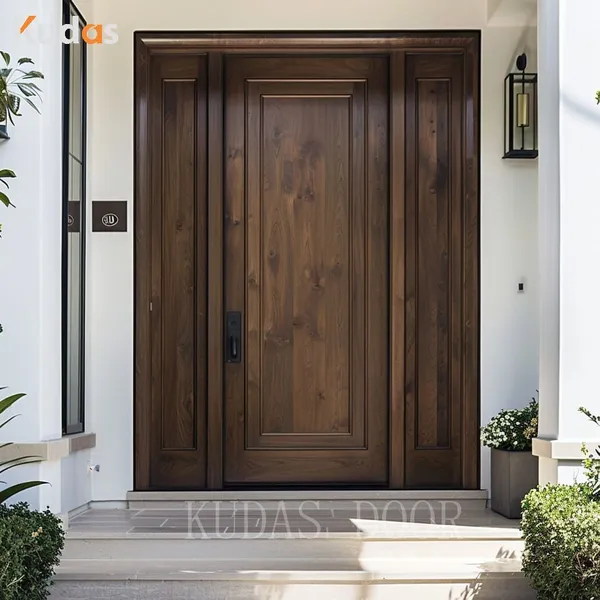 Wooden Doors Villa Exterior Veneer Oak Solid Wood Glass Main Gate Door