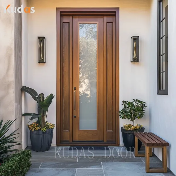 Soundproof Solid Wood Entry Doors Front Entry Hinged Wooden Door