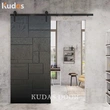 Foshan Black Timber Interior Door Swing 3D Model Sliding Barn Door