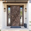Natural Dark Walnut Wood Mosaic 3D Door Nordic Style Art Entry Doors