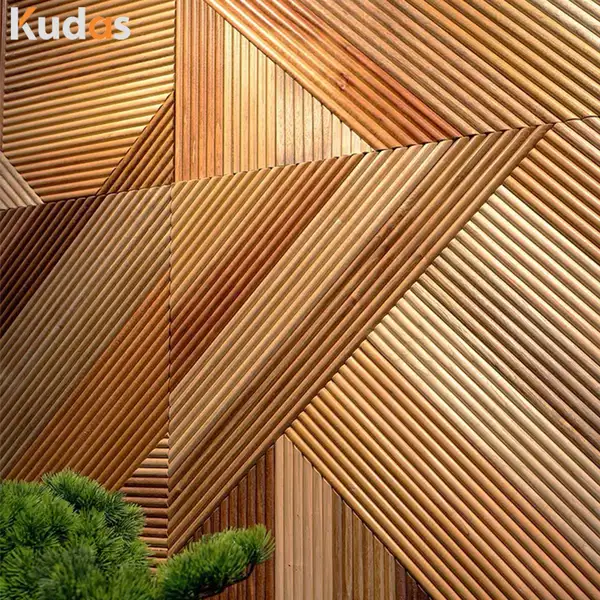 3D Wooden Pattern Natural Dark Panel Indoor Wall Cladding Wall Panel