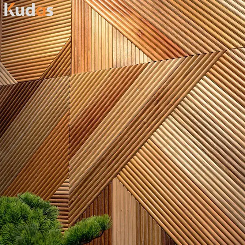 3D Wooden Pattern Natural Dark Panel Indoor Wall Cladding Wall Panel