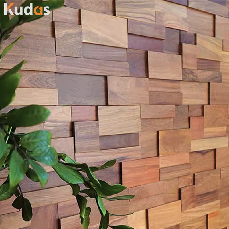 ​ ​Customized 3D Wooden Mosaic Solid Teak Nature Mosaic Wall Panel