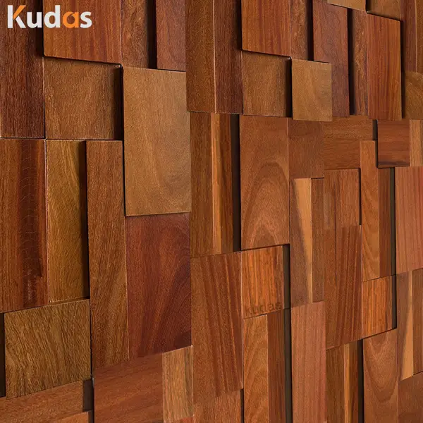 ​ ​Customized 3D Wooden Mosaic Solid Teak Nature Mosaic Wall Panel