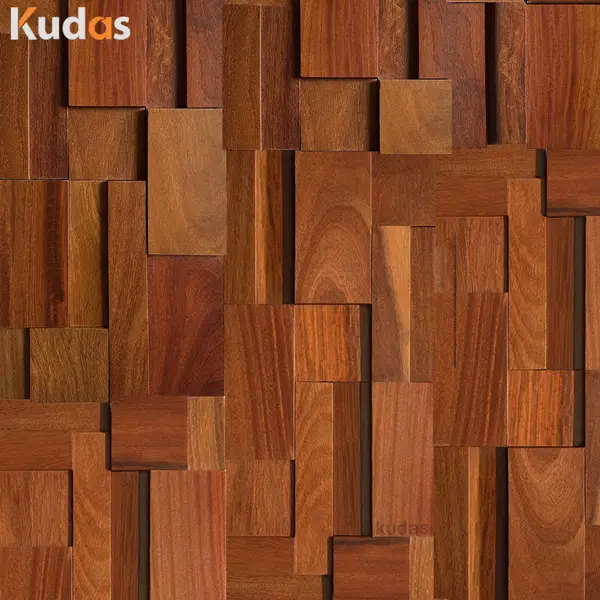 ​ ​Customized 3D Wooden Mosaic Solid Teak Nature Mosaic Wall Panel