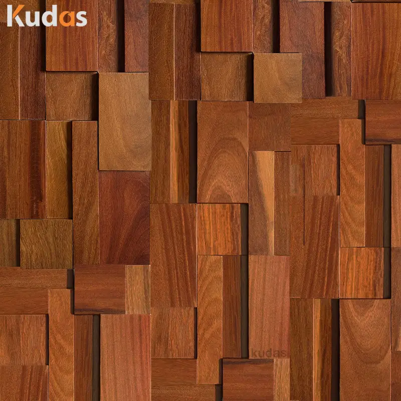 ​ ​Customized 3D Wooden Mosaic Solid Teak Nature Mosaic Wall Panel