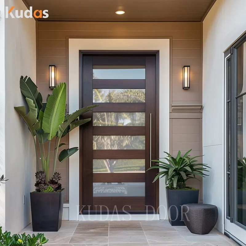 Main Entrance Wooden Solid Oak Glass Inserted Exterior Entrance Door