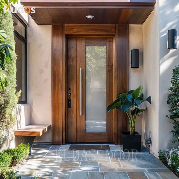 Solid Wooden Exterior Entrance Door Nature Wood Veneered Entry door