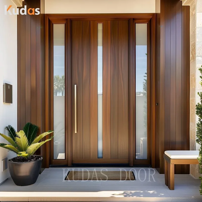 Main Entrance Wooden Door Solid Wood Exterior Front Door for house