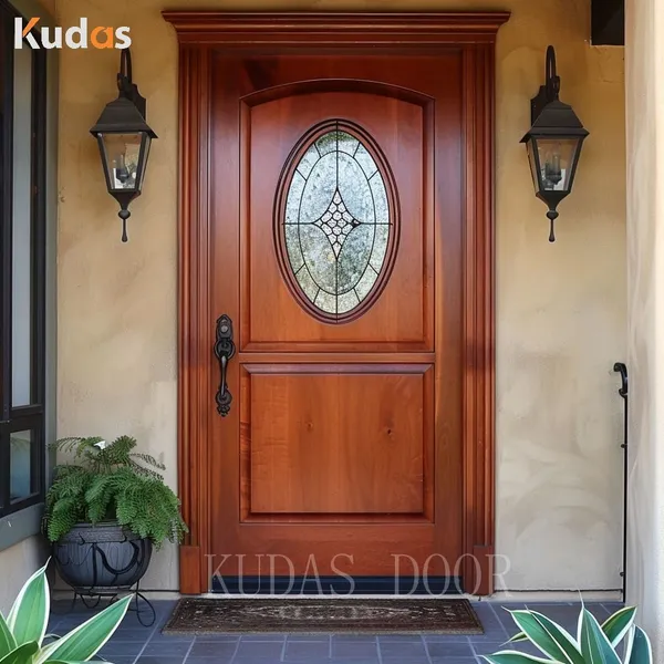 Kudas Residential Mahogany Modern Design Solid Wood Pivot Entry Doors