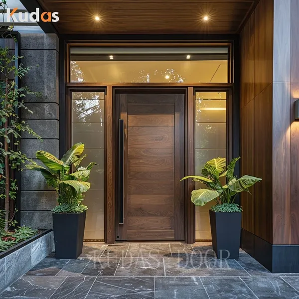 Contemporary Solid Wood Entry Main Pivot Entrance Wooden Front Doors