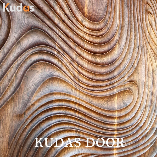 Luxury Postmodern 3D Carving Timber Wooden Solid Wood Exterior House Front Main Door