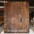 Kudas Residential Custom Modern 3D Carving Solid Wooden Exterior Villa Front Entry Door