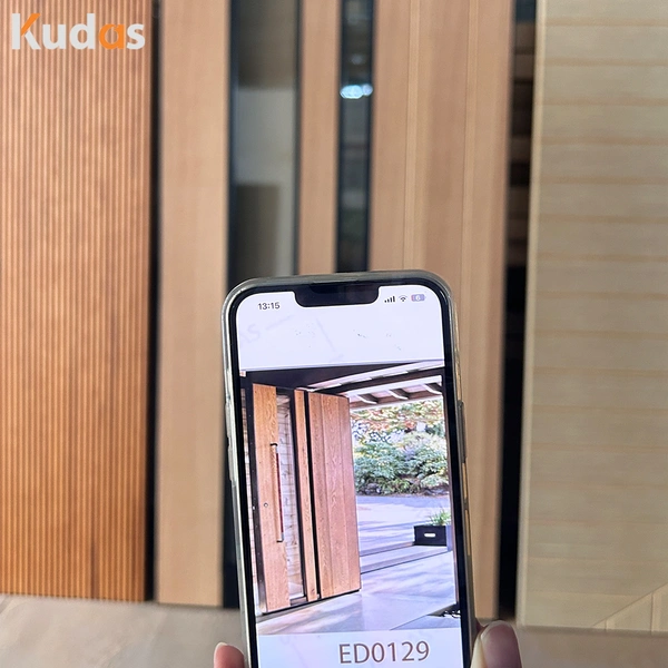 المدخل الأمامي الحديث باب دخول محوري خشبي صلب للمنزل