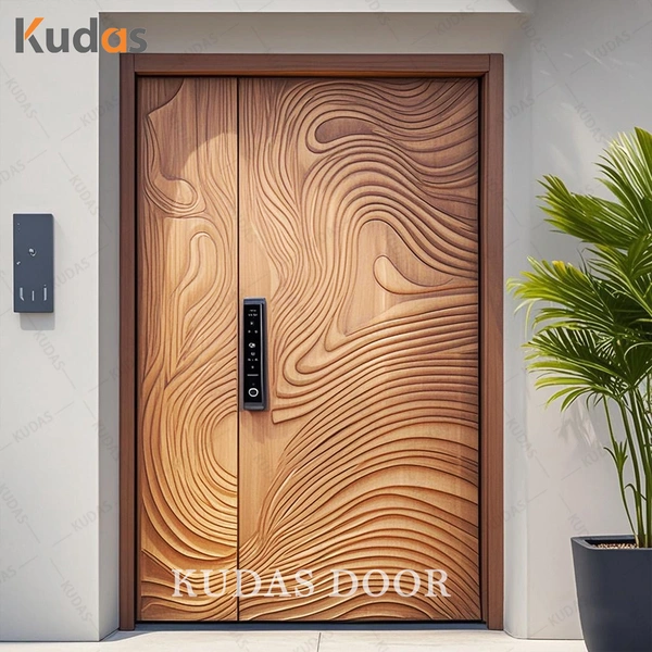 Timber Wooden 3D Carving Design Exterior Front Main Entrance Door