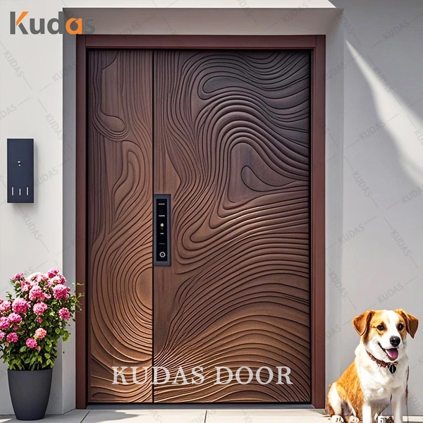 Timber Wooden 3D Carving Design Exterior Front Main Entrance Door