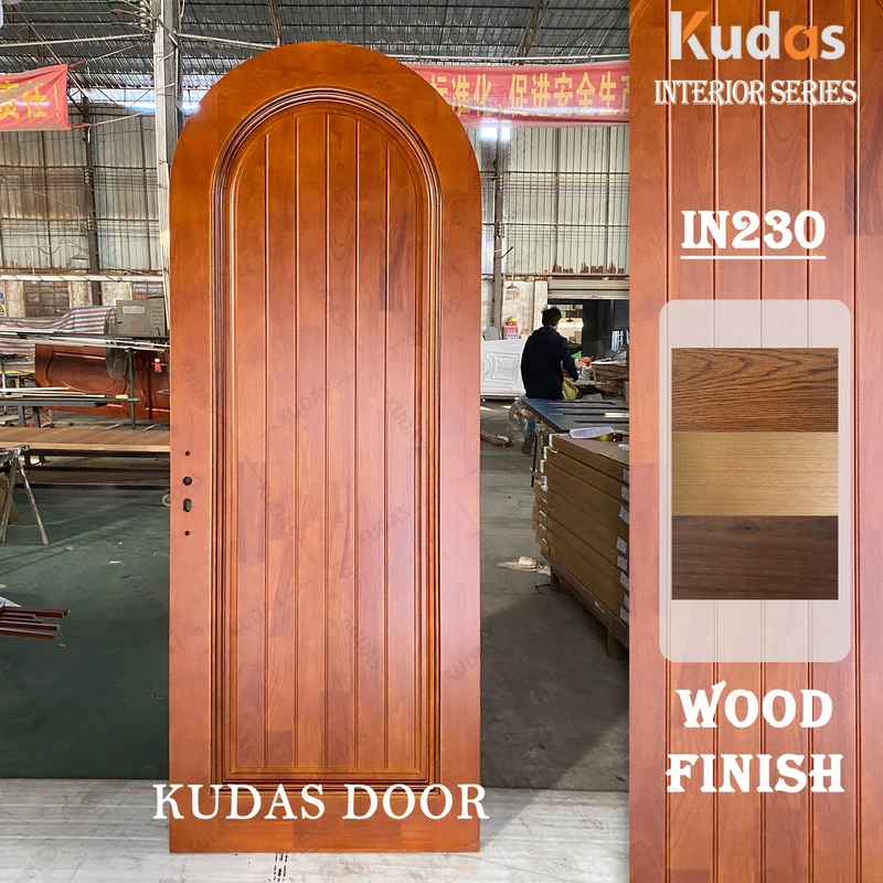 Villas Interior Room Timber Door Soild Wood Arch Top Wooden Door