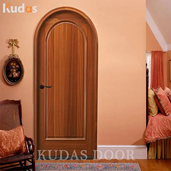 Villas Interior Room Timber Door Soild Wood Arch Top Wooden Door