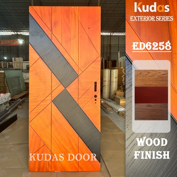 Double Color Timber Veneer Solid Wooden Entry Exterior Front Main Door