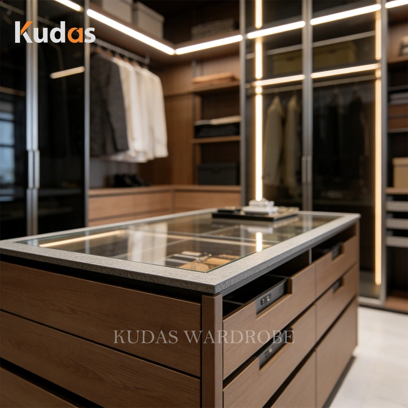 Luxury Design Wooden Aluminum Glass Modern Bedroom Wardrobe