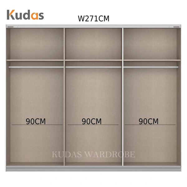 Minimalist style bedroom sliding door wardrobe with mirror