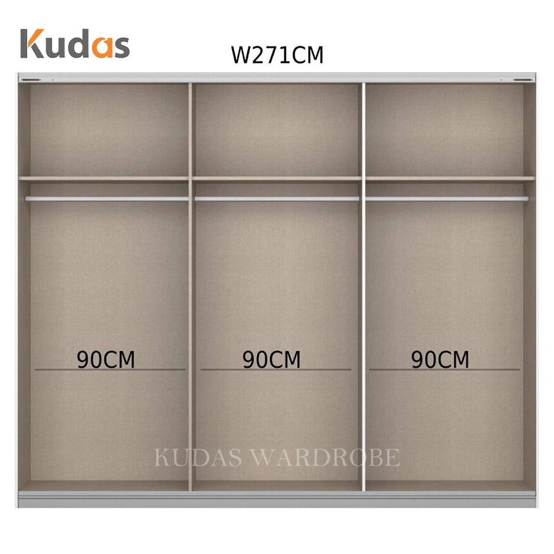 Minimalist style bedroom sliding door wardrobe with mirror
