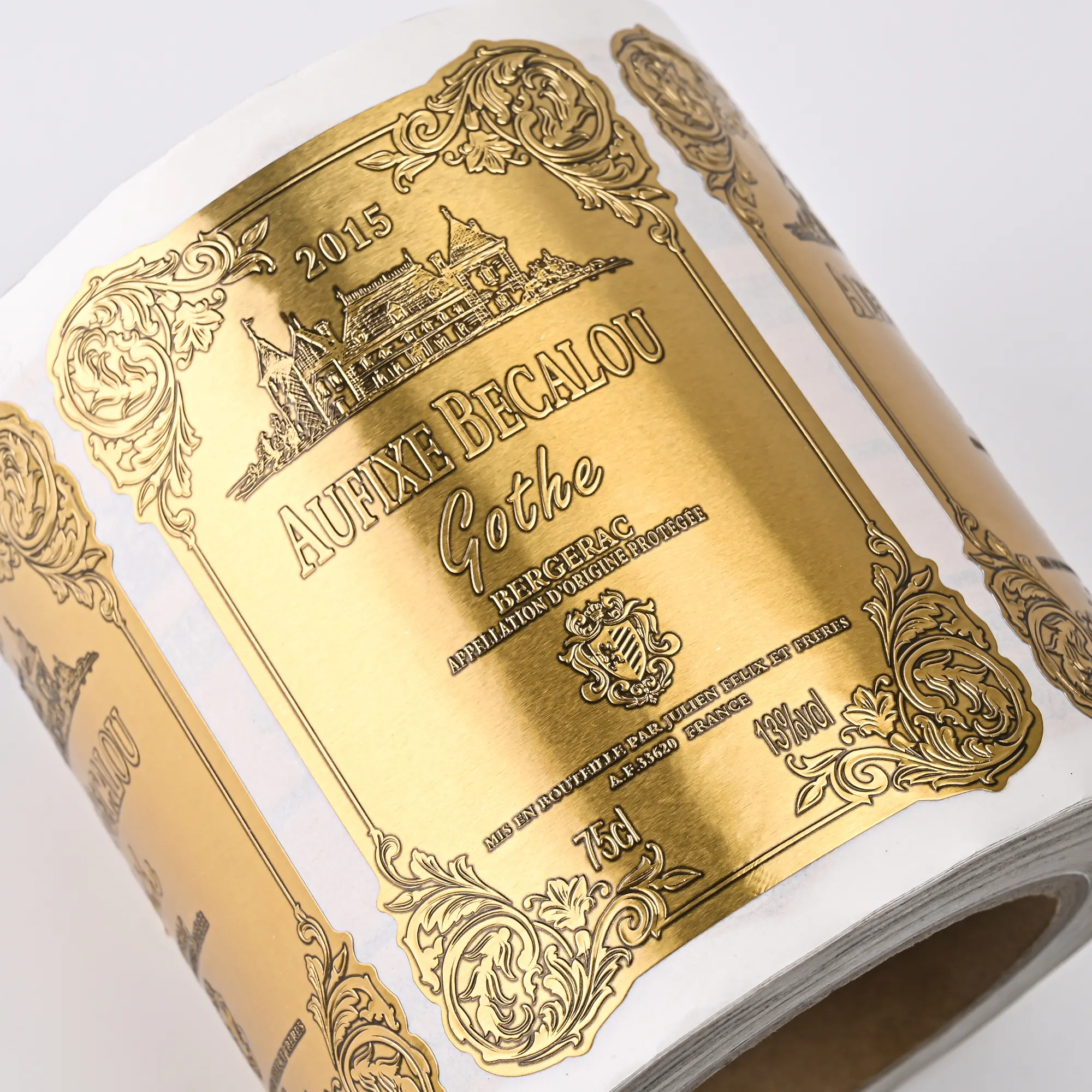 カスタム金属圧印ワインラベル印刷｜企業向け高級オリジナル酒ラベル製作