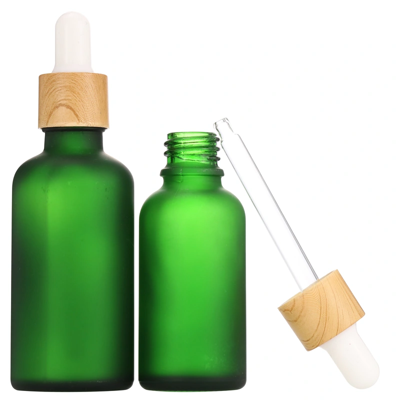 Essential Oil Dropper Bottles;Cosmetic Packing Bamboo Frosted Glass 