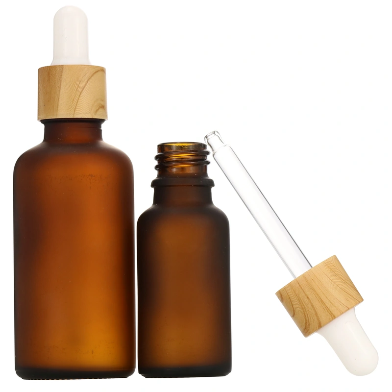 Essential Oil Dropper Bottles;Cosmetic Packing Bamboo Frosted Glass 