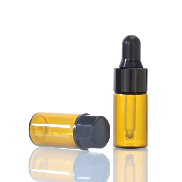 Mini sample vials clear amber glass dropper bottle for essential oil