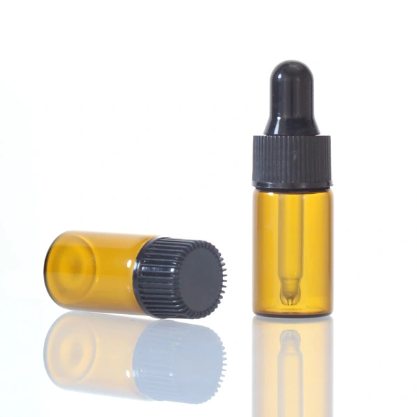 Mini sample vials clear amber glass dropper bottle for essential oil