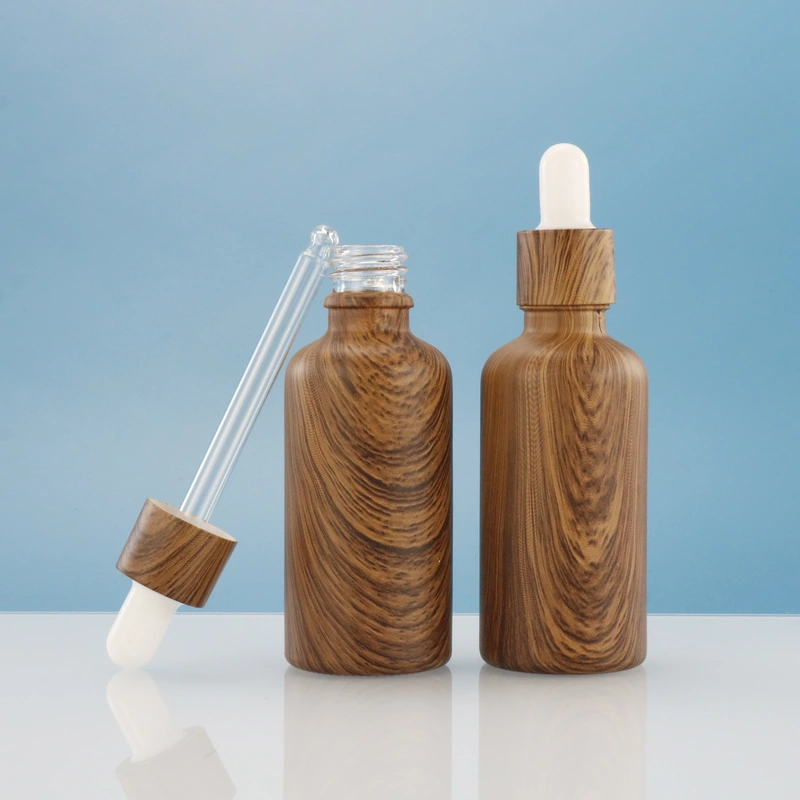 frosted Essential Oil Glass Dropper Bottle With Bamboo Cap
