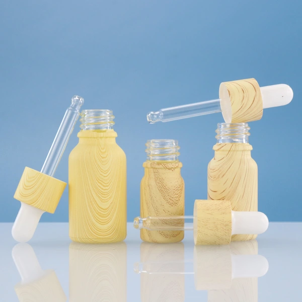 frosted Essential Oil Glass Dropper Bottle With Bamboo Cap