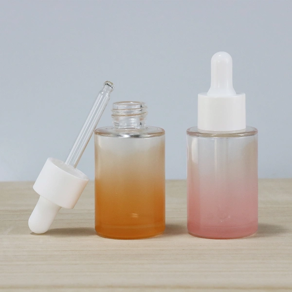 Cosmetic Flat shoulder glass serum essential oil dropper bottles 30ml Glass Bottles