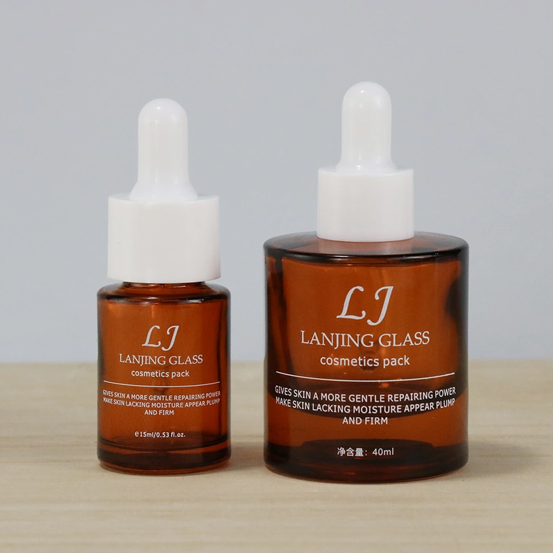 Cosmetic Flat shoulder glass serum essential oil dropper bottles 30ml Glass Bottles