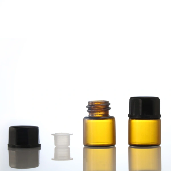 3ml Amber Sample mini Glass Vial with aluminum caps and silver lines