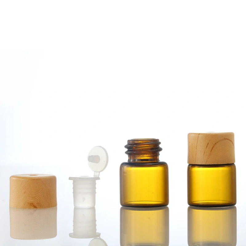 3ml Amber Sample mini Glass Vial with aluminum caps and silver lines