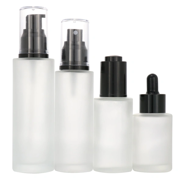 frosted skincare packaging pump bottle set
