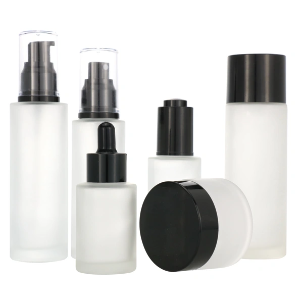 frosted skincare packaging pump bottle set