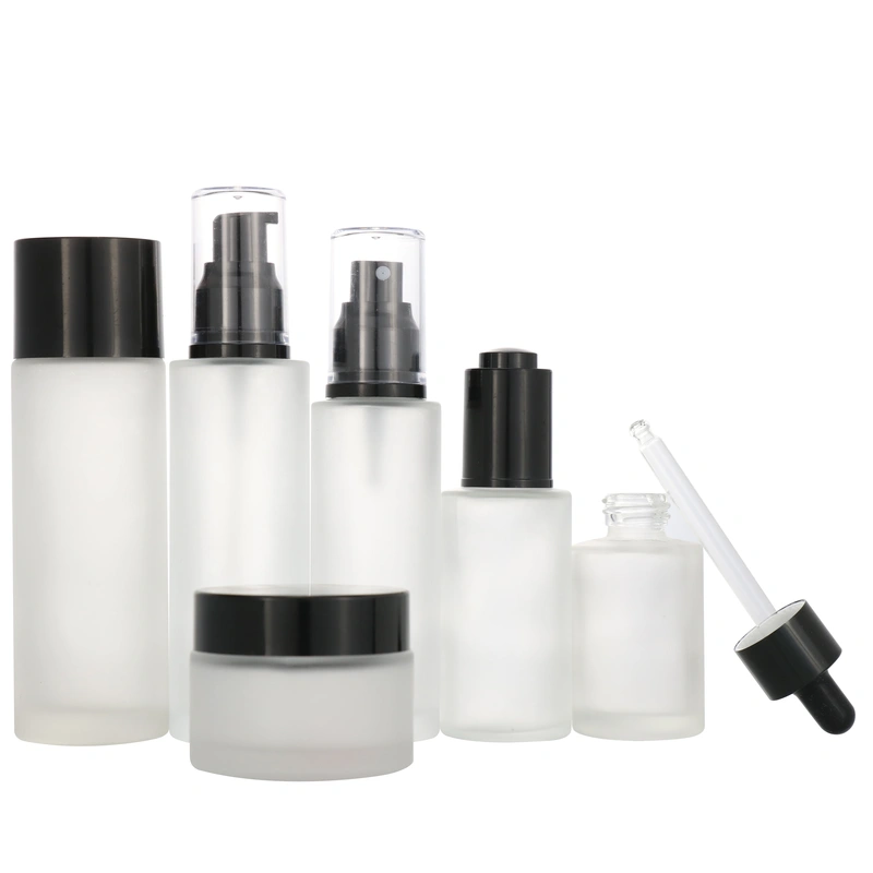 frosted skincare packaging pump bottle set
