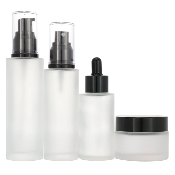 frosted skincare packaging pump bottle set