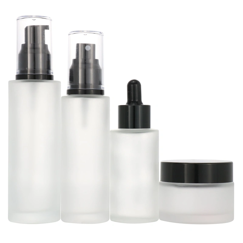frosted skincare packaging pump bottle set