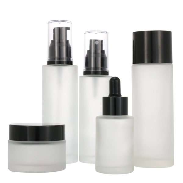frosted skincare packaging pump bottle set