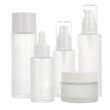 transparent frosted glass lotion bottle with gold pump cap for liquid foundation