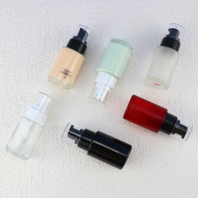 White Pump Glass Container/Packaging Cosmetic Cream Jar