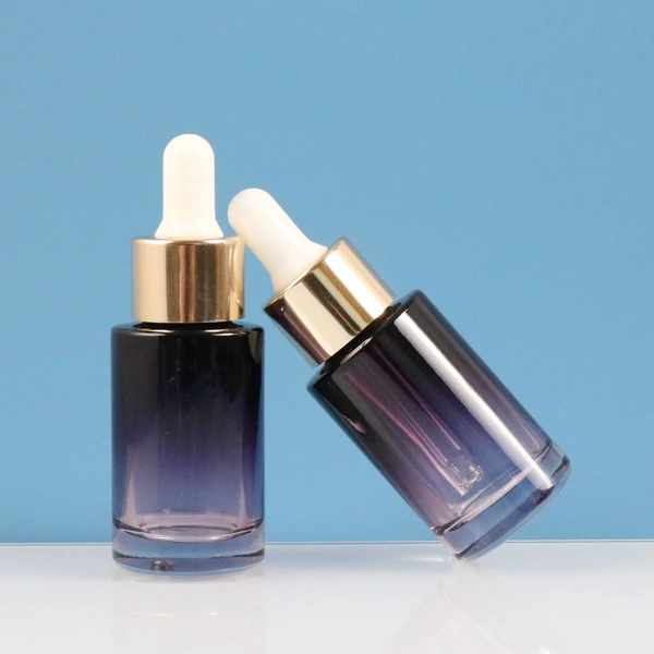 perfume packaging serum flat shoulder dropper oil glass bottles