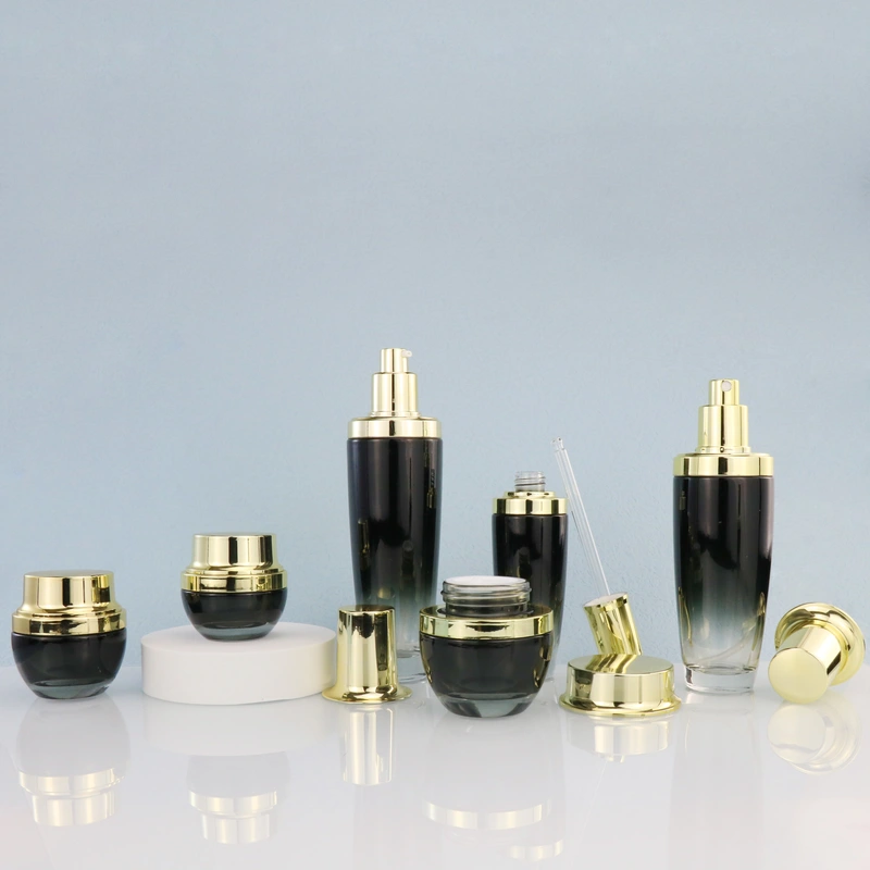 Cream Jars Black Forested Glass Bottle Skincare Cosmetic Bottle Sets Customized