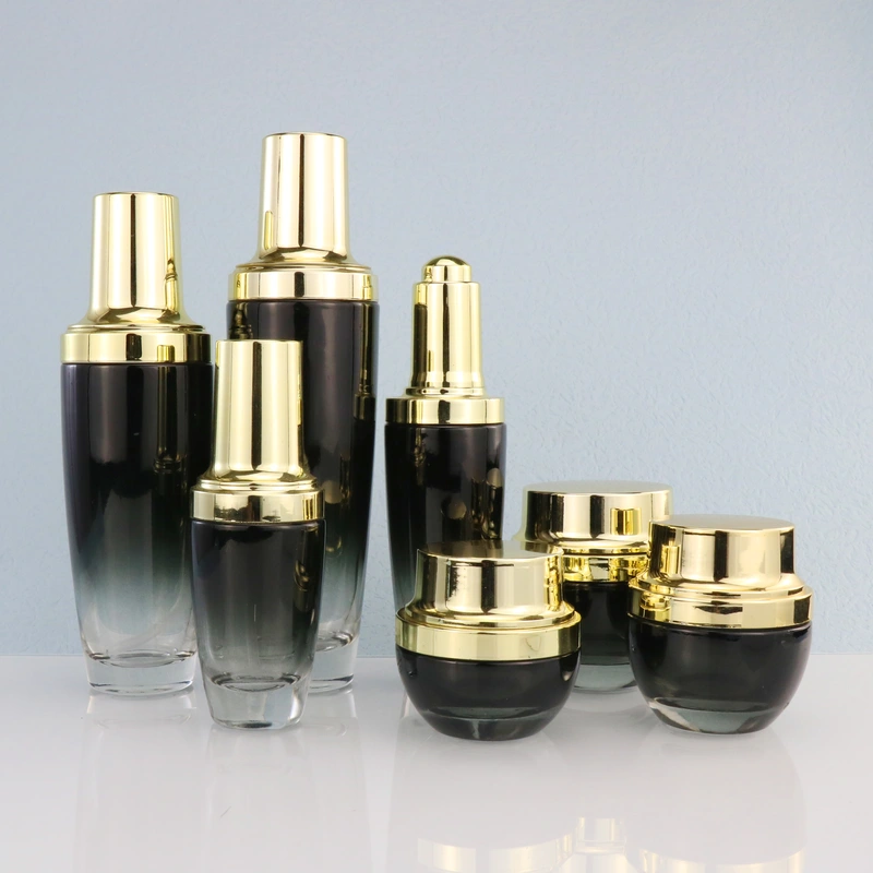 Cream Jars Black Forested Glass Bottle Skincare Cosmetic Bottle Sets Customized