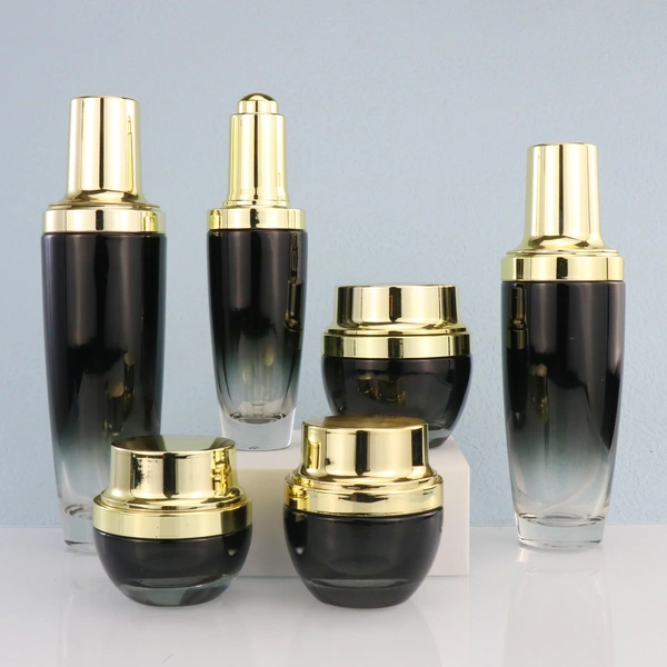 Cream Jars Black Forested Glass Bottle Skincare Cosmetic Bottle Sets Customized