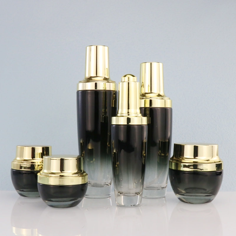 Cream Jars Black Forested Glass Bottle Skincare Cosmetic Bottle Sets Customized
